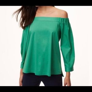 Loft Kelly green off the shoulder top with buttons
